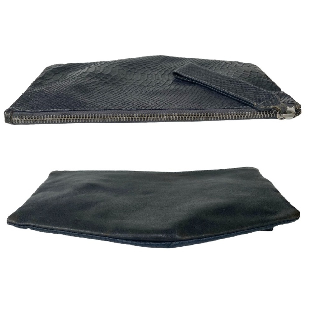 All Saints Leather Clutch Bag Python Embossed Dar… - image 7